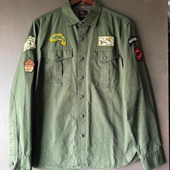 LL Bean Todd Snyder Mens Green Patchwork Camping Fishing Outdoor Shirt Jacket - Picture 1 of 11